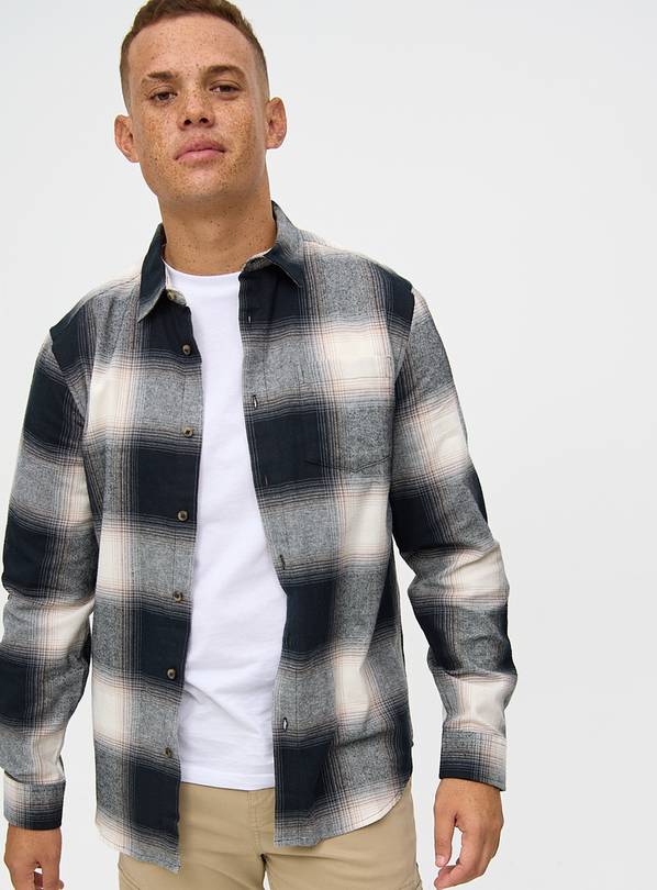 Ombre Check Brushed Long Sleeve Shirt  L